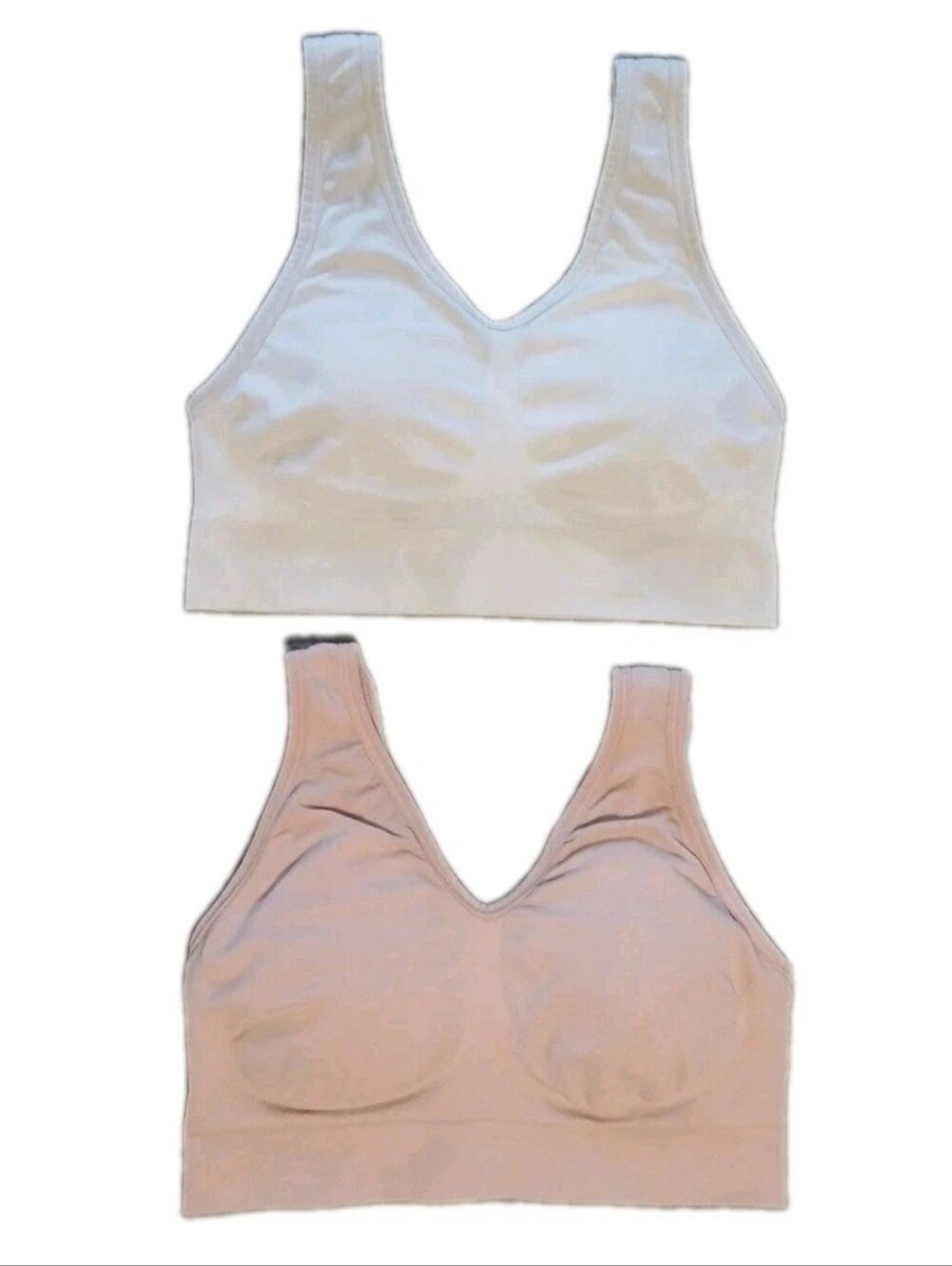 Secret Treasures Size L Sports Bras 2 Piece Bundle Crisp White and Pink Blush